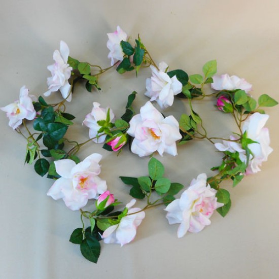 Garden Roses Garland Blush Pink 180cm Artificial Flowers